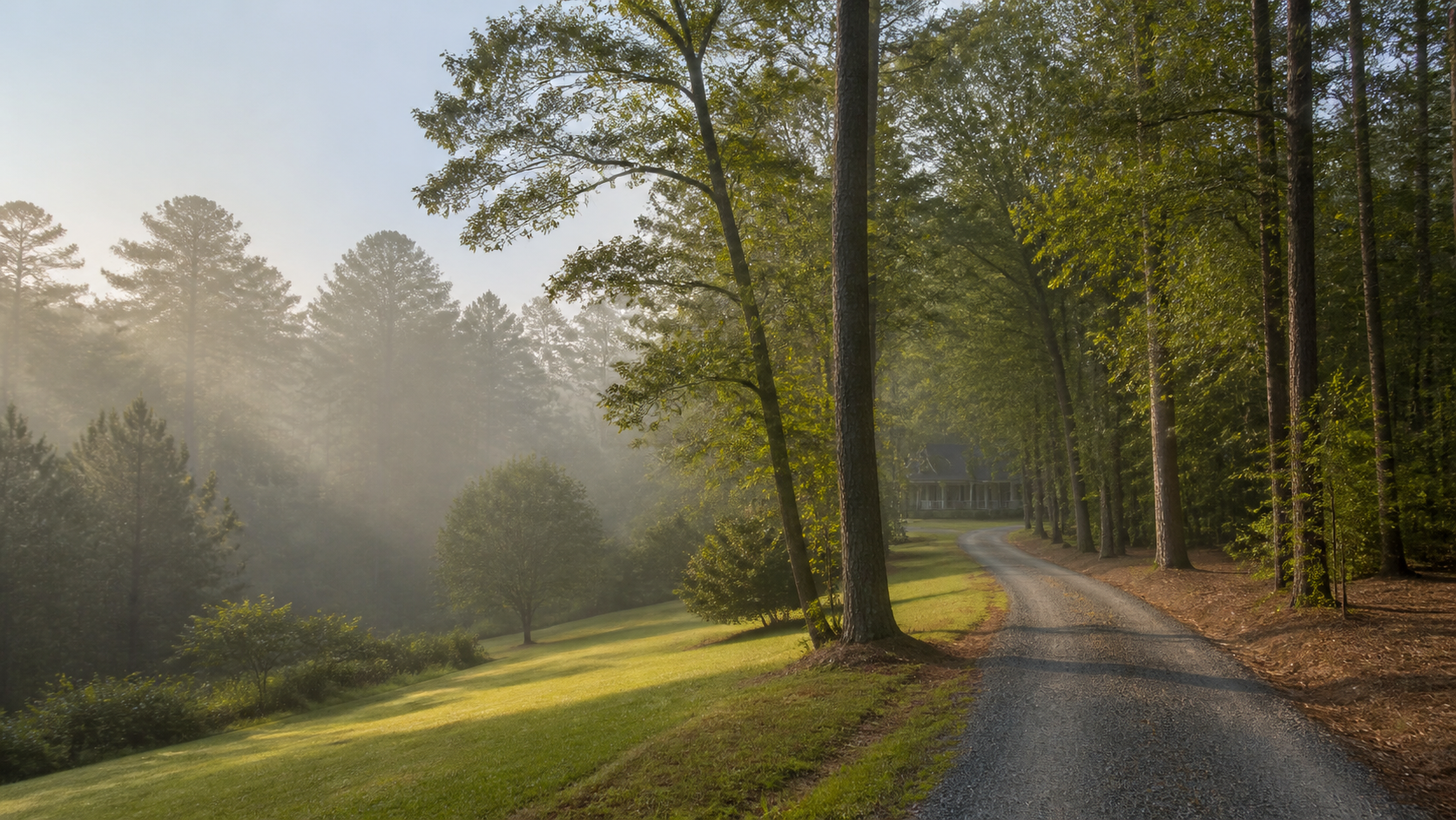 Illustrated tree-lined property setting representing Inman, South Carolina